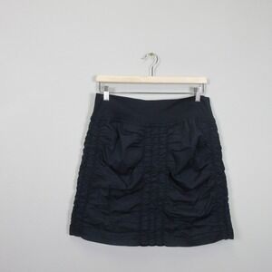 IXVI Wearables Womens Navy Blue Ruched A Line Knee Length Skirt Size M Lagenlook